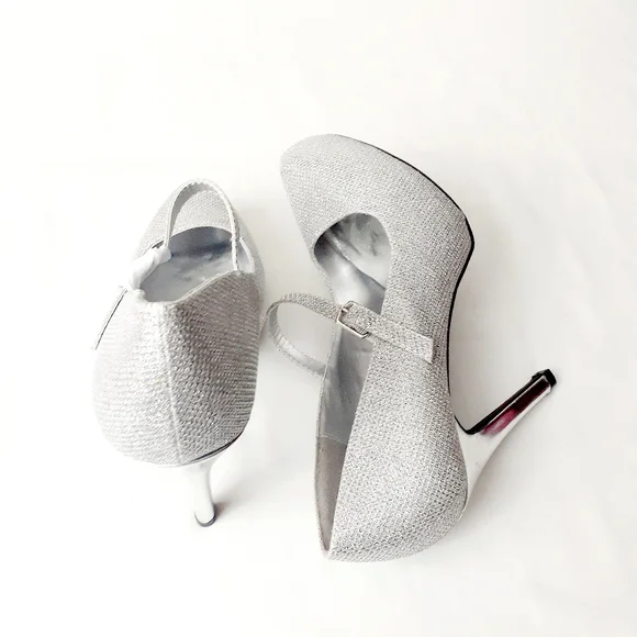 Qupid Women's Silver Sequins Platform High Heels Pumps Sz 7.5 - Picture 7 of 8